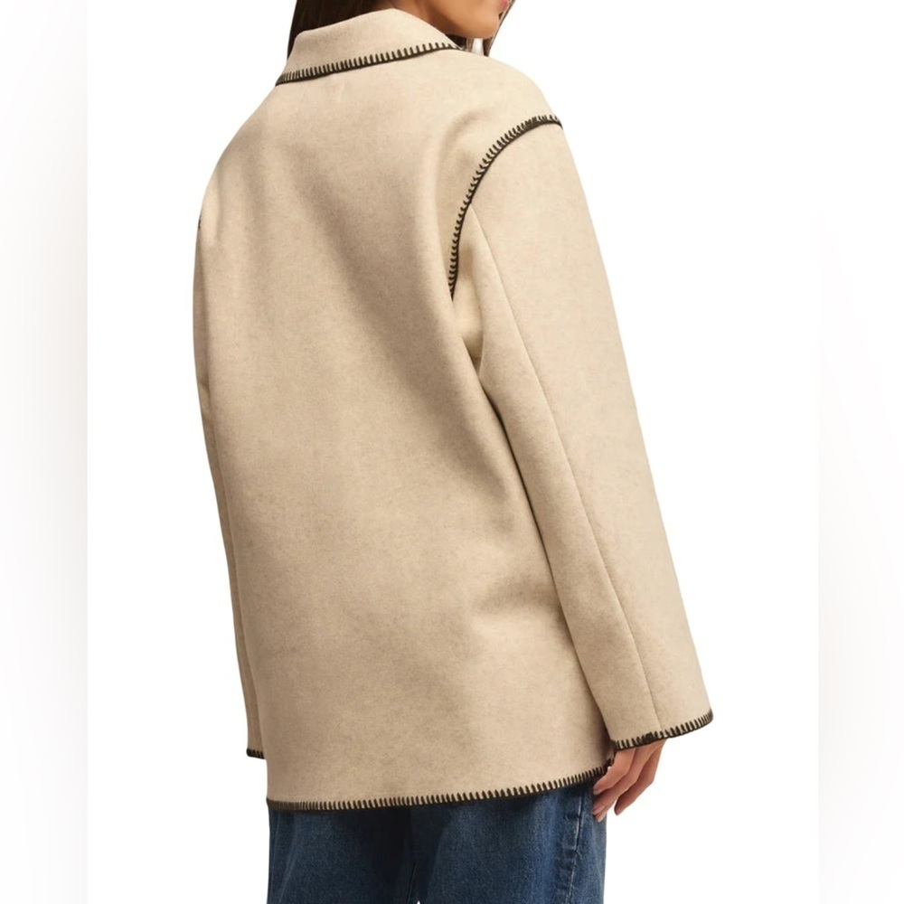 Z Supply NWT Olivia Whipstitch Jacket Oatmeal Heather Women’s Size M - Picture 4 of 8